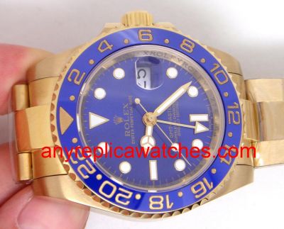 Yellow Gold Rolex GMT Master 2 Gold Blue Ceramic Bezel - Buy Replica Rolex Watch